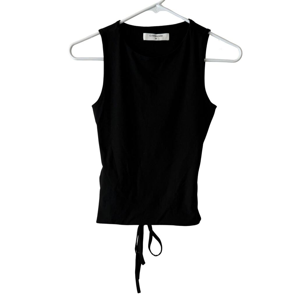 Commense Black Open-Back Tie Sleeveless Top Size XS Grunge Punk Casual Basic NEW